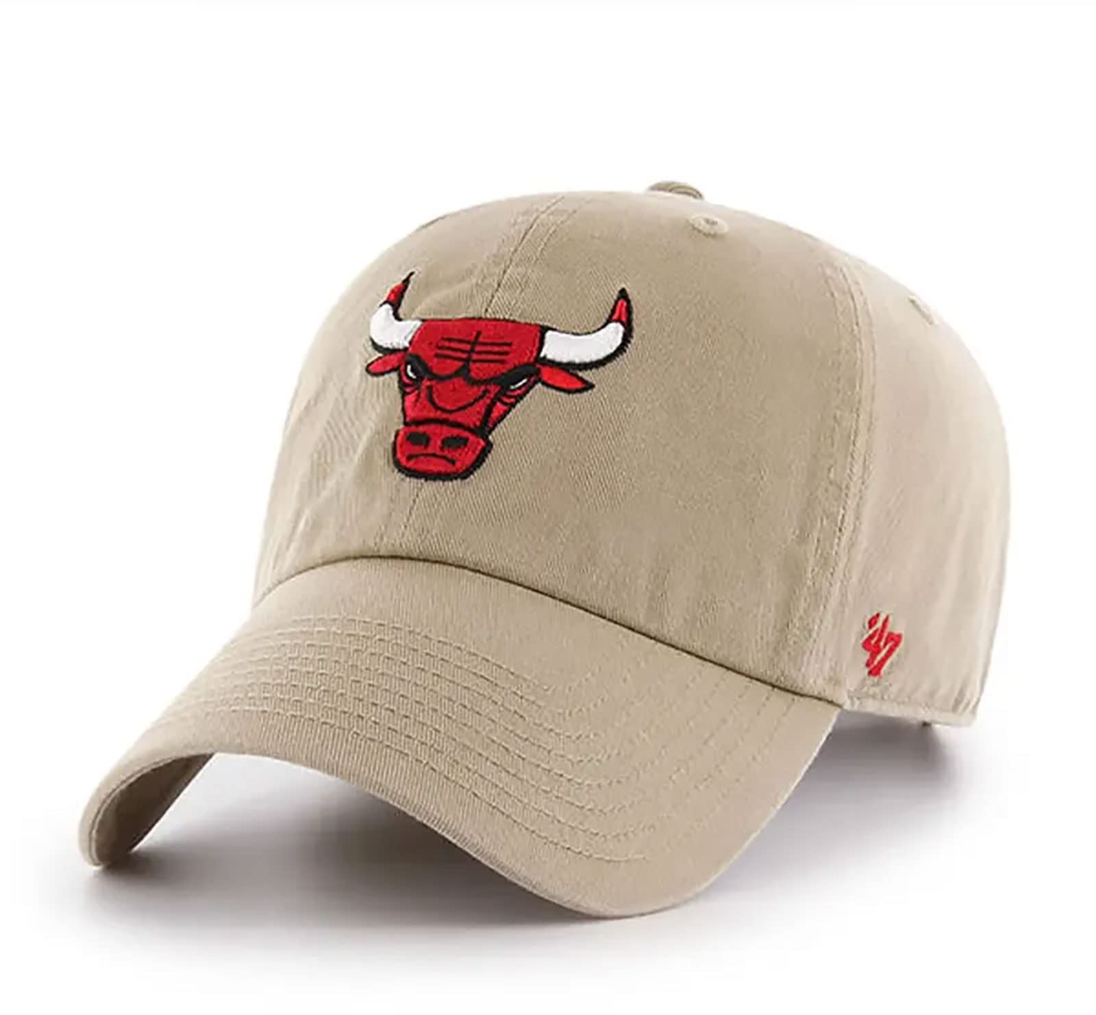 47 Chicago Bulls Mens Womens Clean Up Adjustable Strapback Khaki Team Color Logo Hat - Caps Fitted Caps Fitted 47