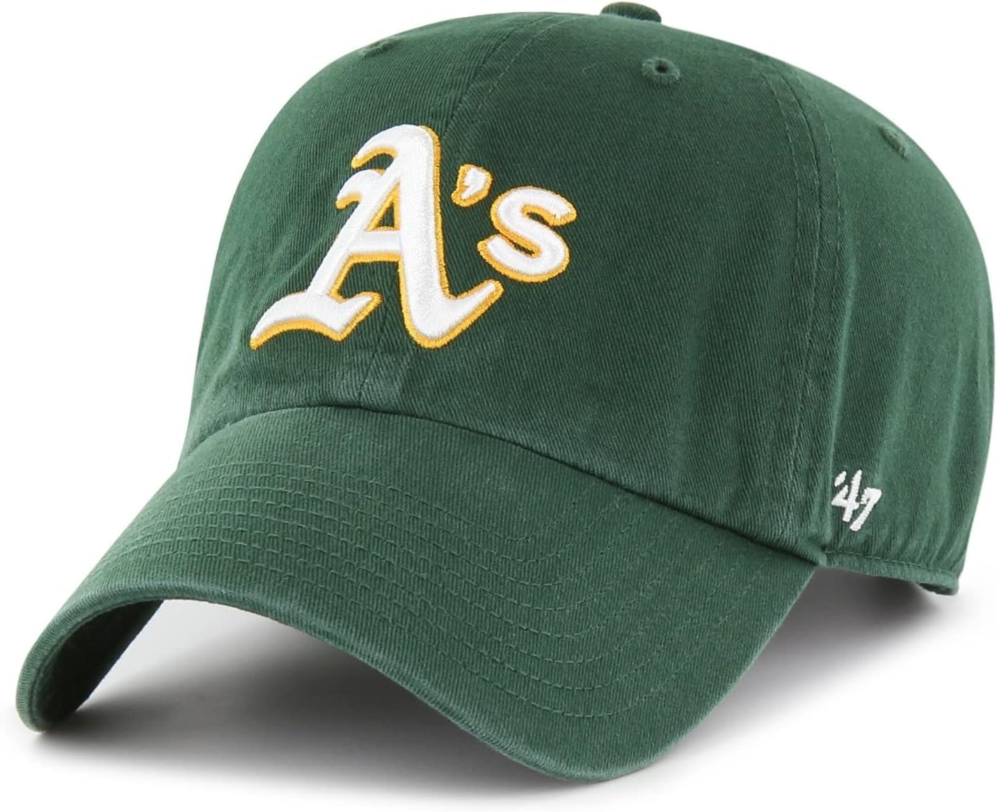 '47 MLB Home Team Color Primary Logo Clean Up Adjustable Strap Hat Cap, Adult One Size Fits All (Oakland Athletics) - Caps Fitted