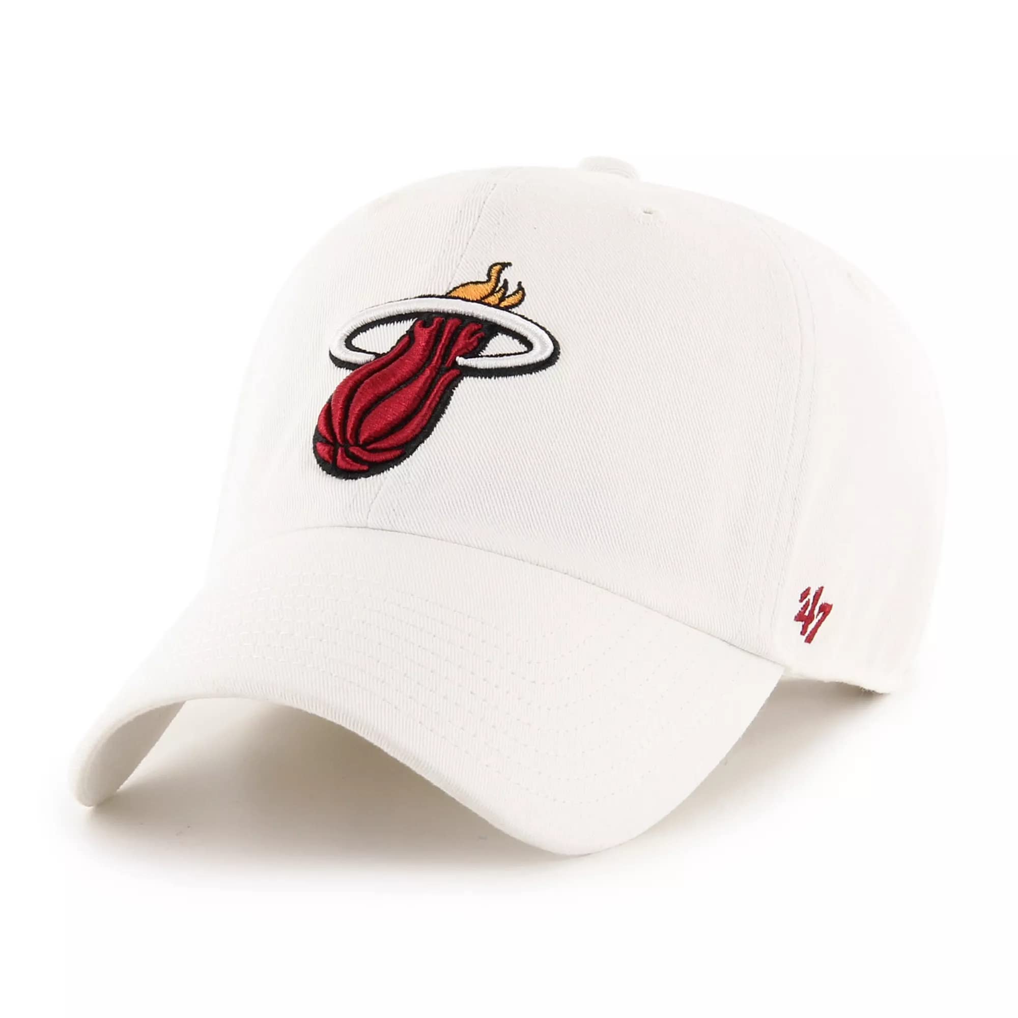 '47 NBA Unisex-Adult Clean Up Adjustable Hat Cap One Size Fits All (Miami Heat White) - Caps Fitted Caps Fitted 47