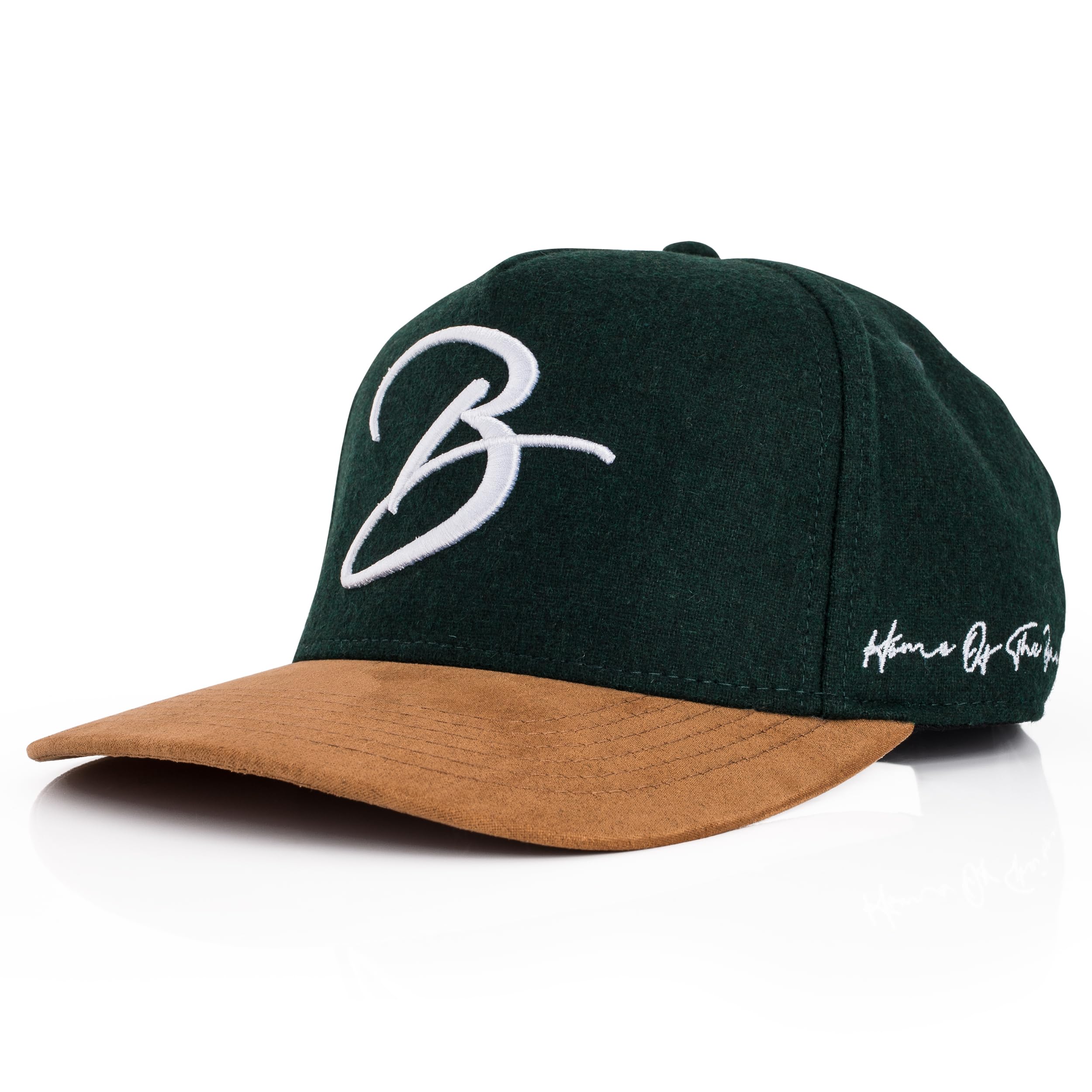 Blackskies Script Baseball Cap | Unisex Luxury Premium Snapback Hat Cap Flannel Synthetic Suede Visor Suede Green - Caps Fitted Caps Fitted Blackskies