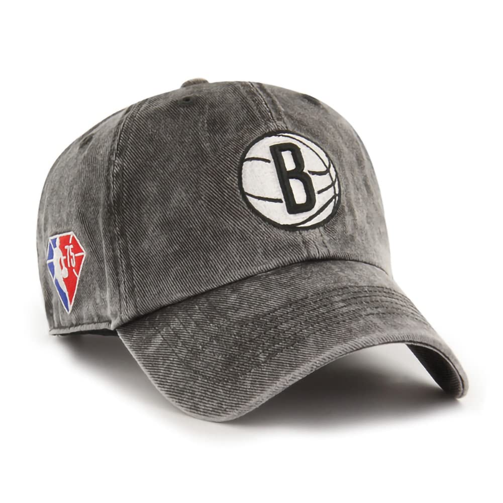 BROOKLYN NETS NBA 75TH ANNIVERSARY ROCKER '47 CLEAN UP OSF / BLACK / A - Caps Fitted Caps Fitted 47