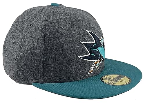 Extremely Rare 100% Authentic San Jose Sharks Wool Vintage Logo 59Fifty Fitted (as1, Numeric, Numeric_7_and_1_Quarter, Charcoal Milton & Teal) - Caps Fitted Caps Fitted New Era