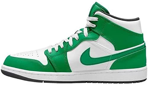 Jordan mens Nike Air 1 Mid , Black/Lucky Green-white, 11 - Caps Fitted
