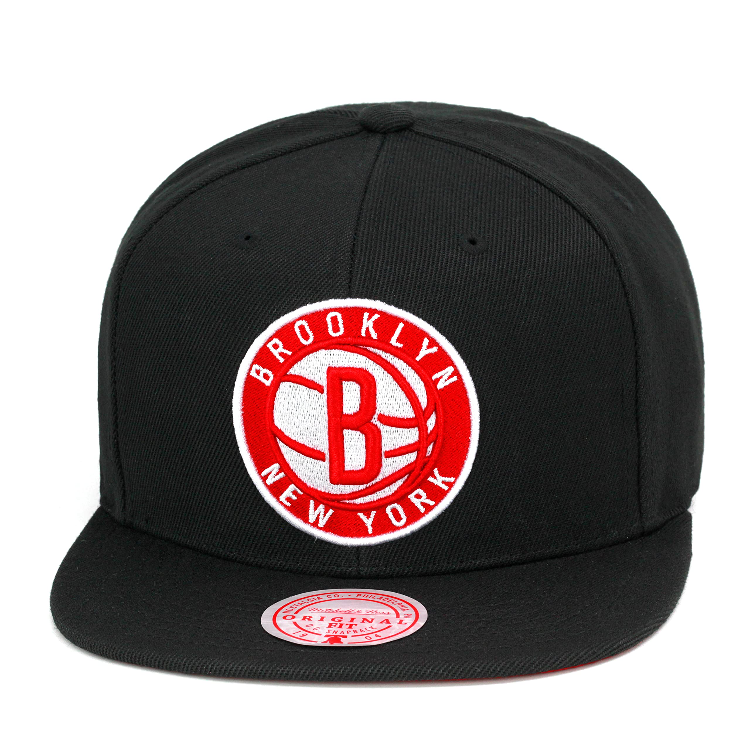 Mitchell & Ness Brooklyn Nets Snapback Hat Adjustable Cap - Black/Red/White/Retro 11 Playoffs Bred - Caps Fitted Caps Fitted Mitchell & Ness
