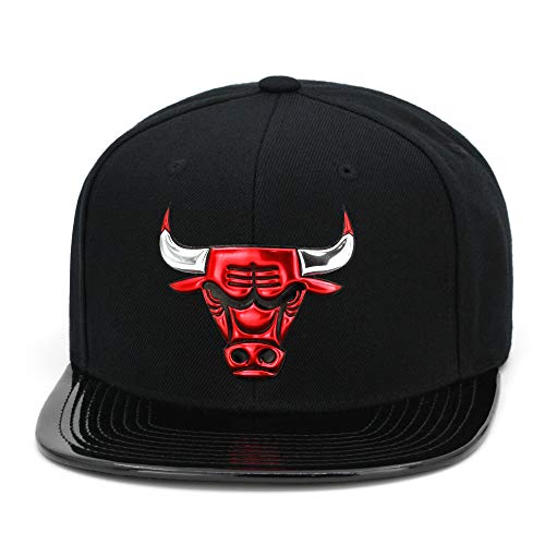 Mitchell & Ness Chicago Bulls Snapback Hat - BlackRedPatent Leather - Basketball Cap for Men, Black, Red, One Size - Caps Fitted Caps Fitted Mitchell & Ness