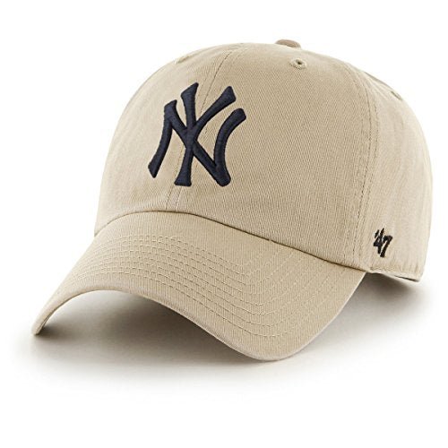 MLB New York Yankees Men's '47 Brand Clean Up Cap, Khaki, One-Size - Caps Fitted
