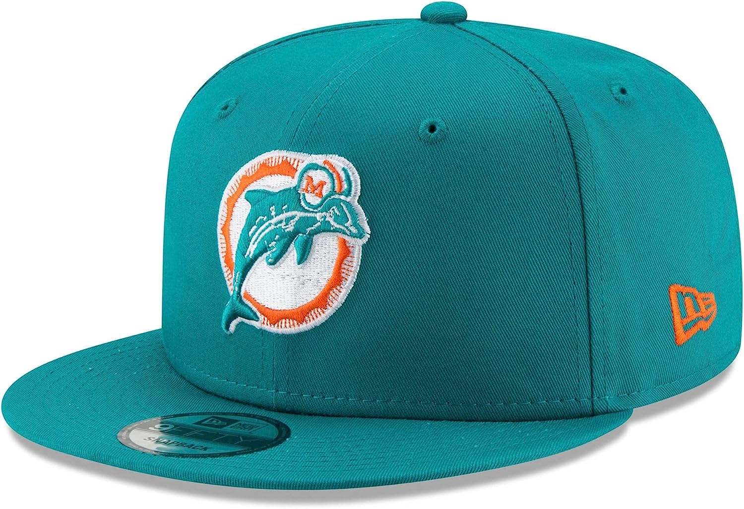 New Era NFL 9FIFTY Adjustable Snapback Hat Cap One Size Fits All (Miami Dolphins Historic Logo) - Caps Fitted Caps Fitted New Era