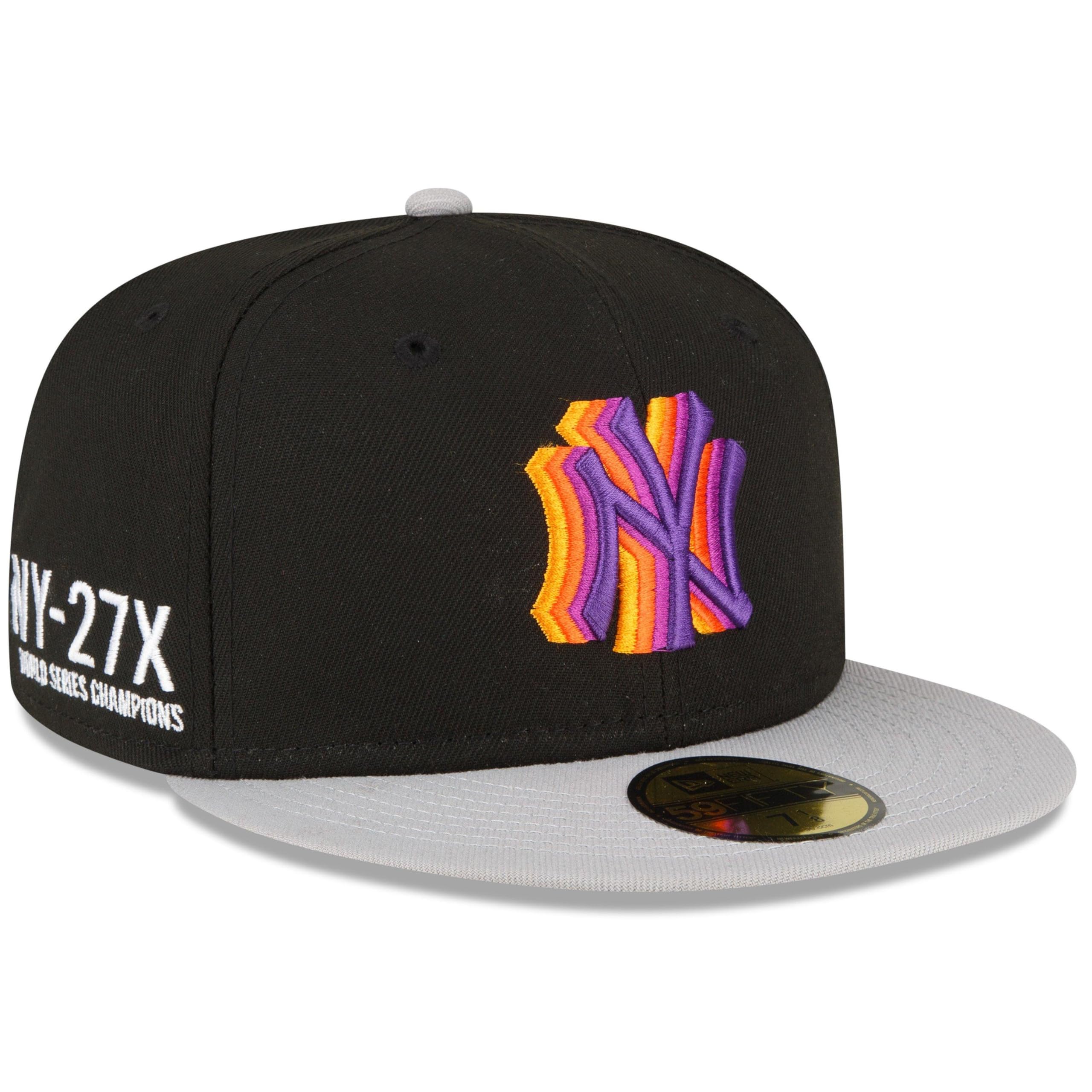 New Era NY New York Yankees 59FIFTY Rewind 27x World Series Champions Side Patch Fitted Cap, Hat (US, Numeric, 7 1/4, Black) - Caps Fitted Caps Fitted New Era