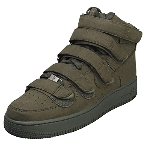 Nike Men's AIR Force 1 High strap Basketball Shoes, Sequoia/Sequoia/Sequoia, 8 - Caps Fitted