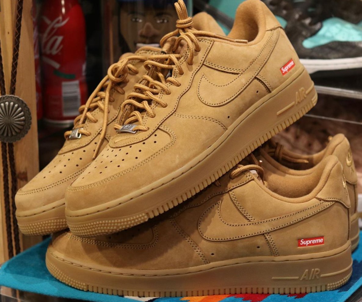 Nike Mens Air Force 1 Low SP DN1555 200 Supreme - Wheat - Size 9 - Caps Fitted