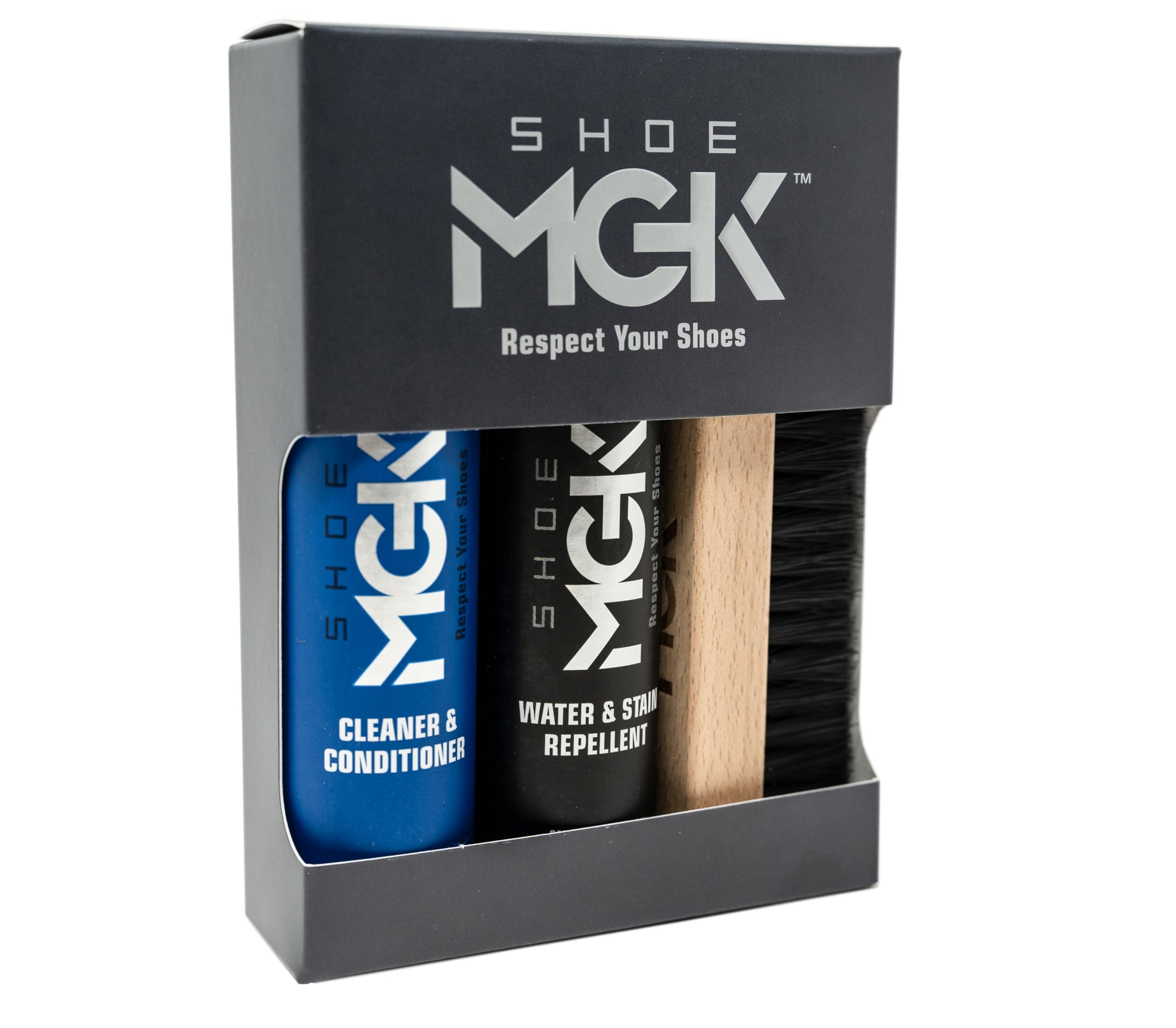 Shoe MGK Clean & Protect Kit - Shoe Protection featuring Water and Stain Repellent with Cleaner and Conditioner - Caps Fitted