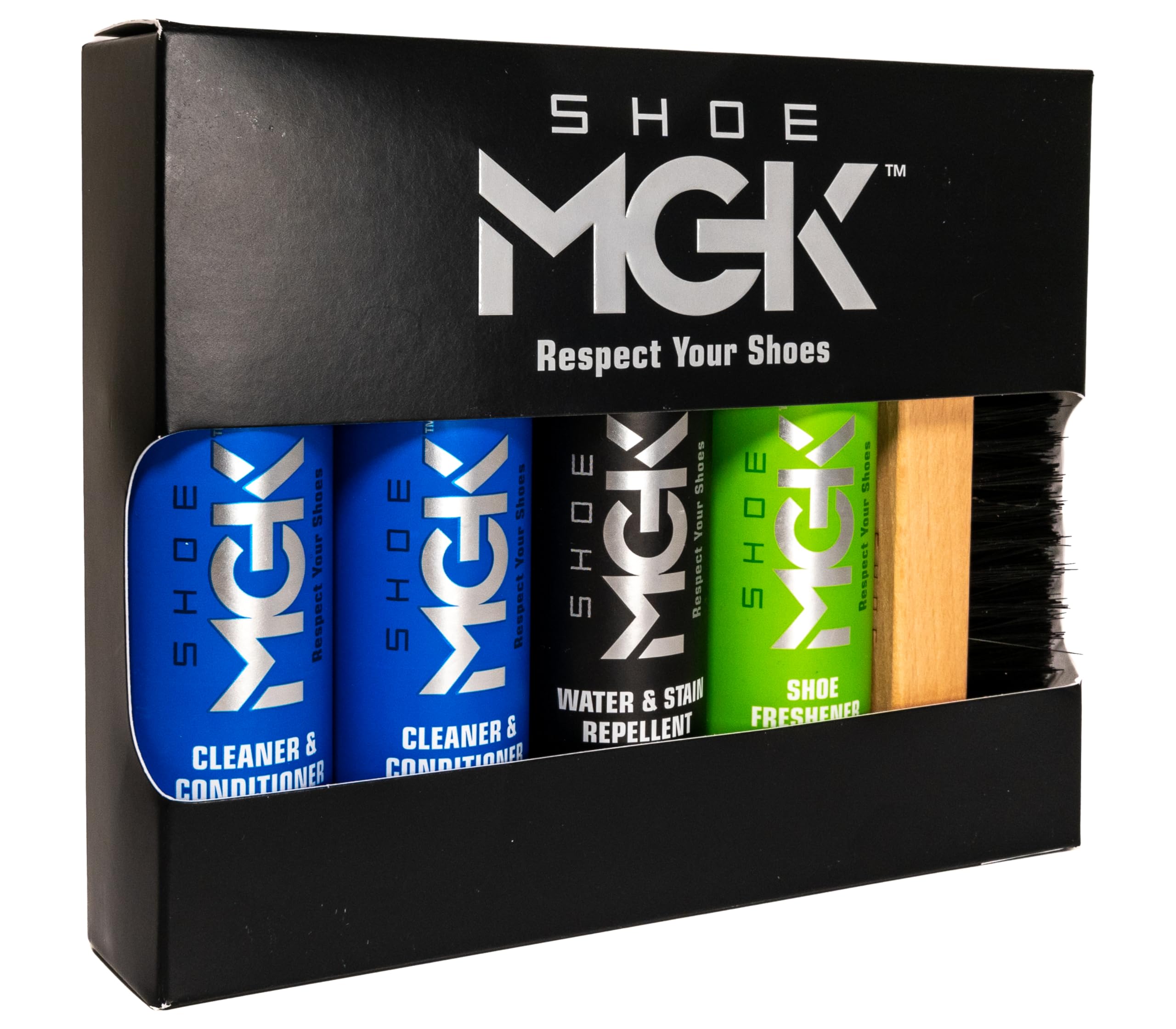 Shoe MGK Complete Kit: Shoe Cleaner, Shoe Care, Water & Stain Protection - Revitalize, Shield, and Freshen Sneakers, Leather, and Dress Shoes with Deodorizer - Caps Fitted