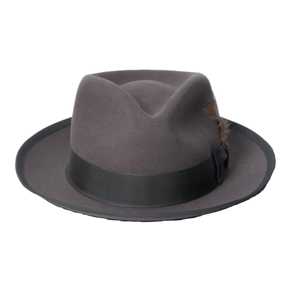 Stetson Mens Wool Felt Whippet Fedora Hat (Caribou, Large) - Caps Fitted