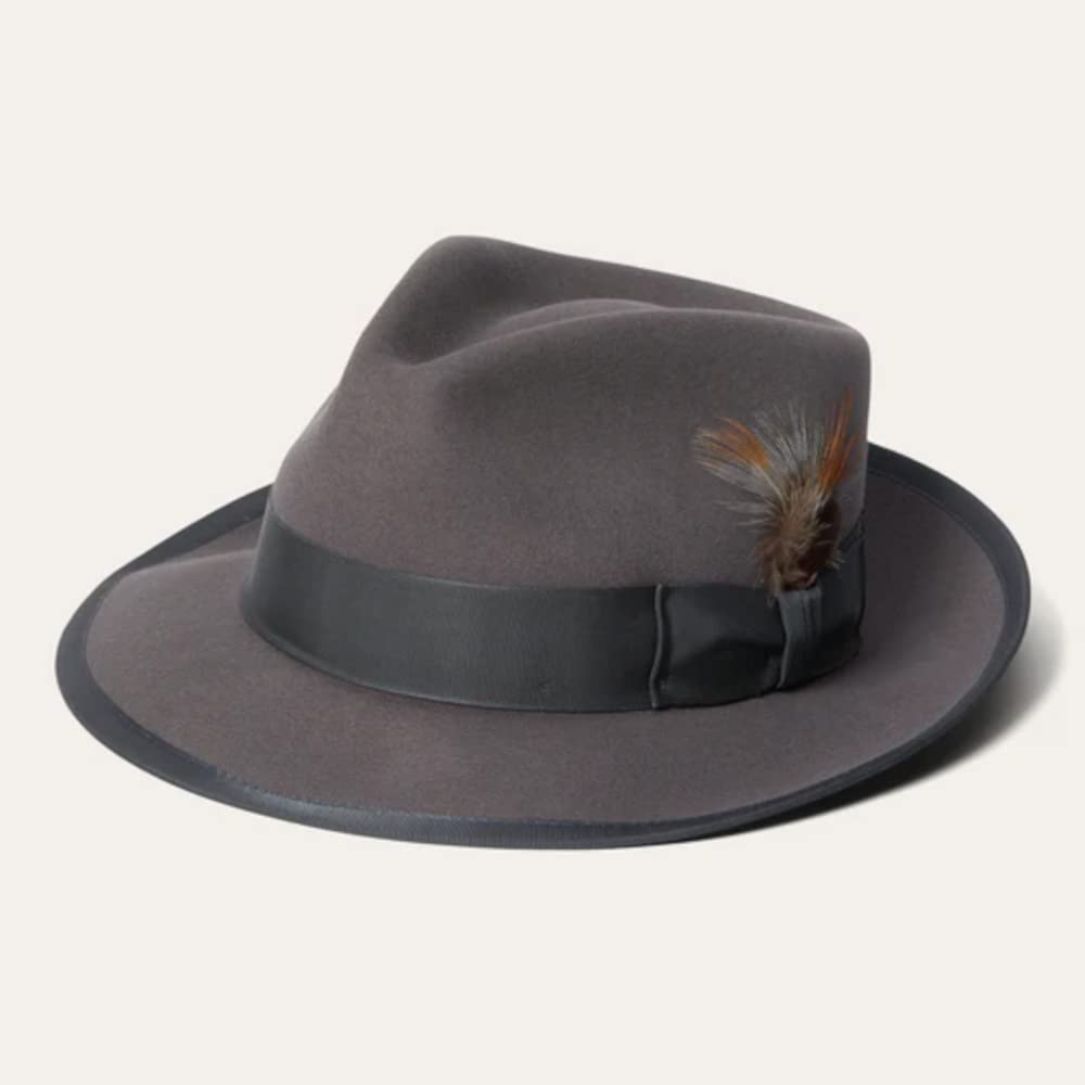 Stetson Mens Wool Felt Whippet Fedora Hat (Caribou, Large) - Caps Fitted