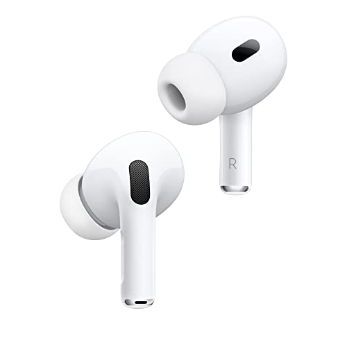 Apple AirPods Pro (2nd Generation) Wireless Ear Buds with USB-C Charging, Up to 2X More Active Noise Cancelling Bluetooth Headphones, Transparency Mode, Adaptive Audio, Personalized Spatial Audio - Caps Fitted